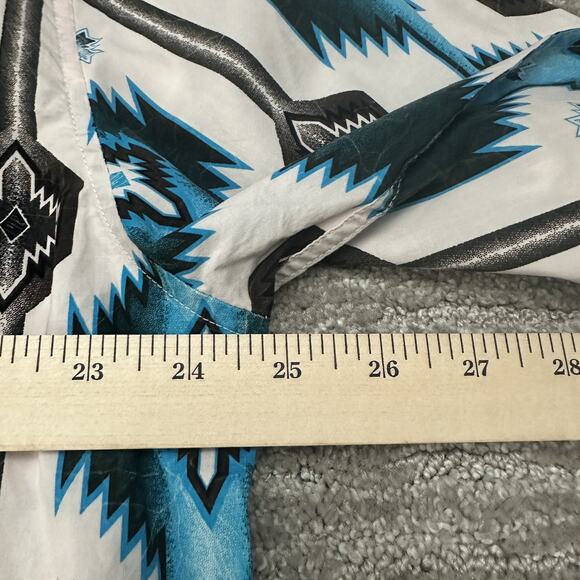 Rock & Roll Cowboy Shirt Mens XL Blue Black White Aztec Pearl Snap Western Retro - Picture 11 of 12